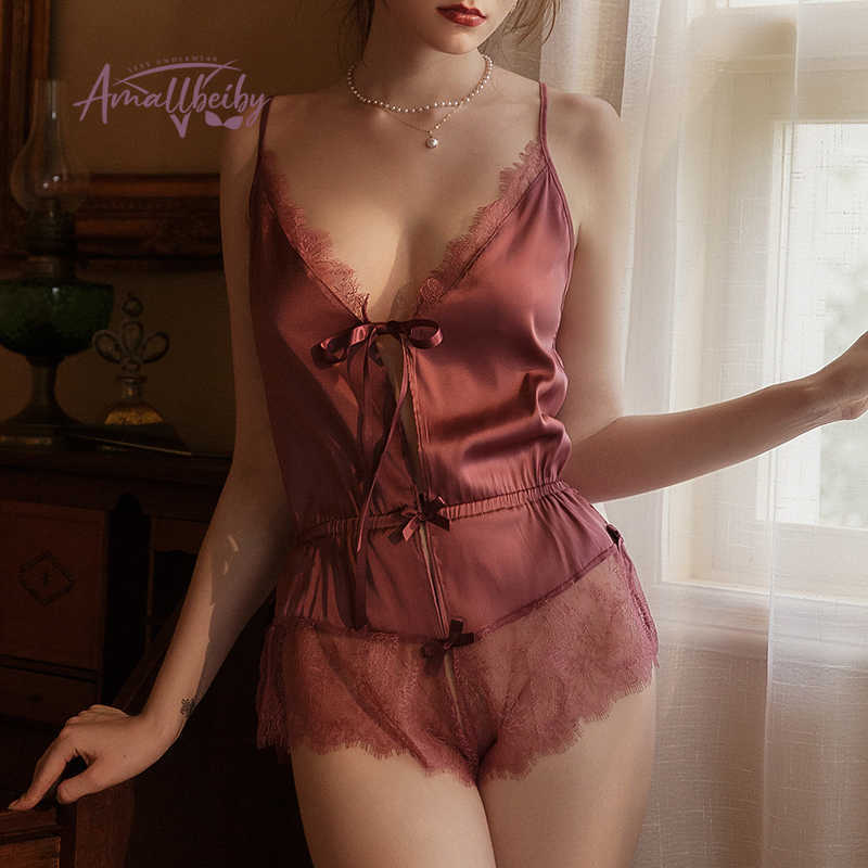 White Bodysuit Beauty Back Hollow Lace Sexy Women Bow Embroidery Deep V Jumpsuit Overalls Femlae Body Leisure Tops 210622