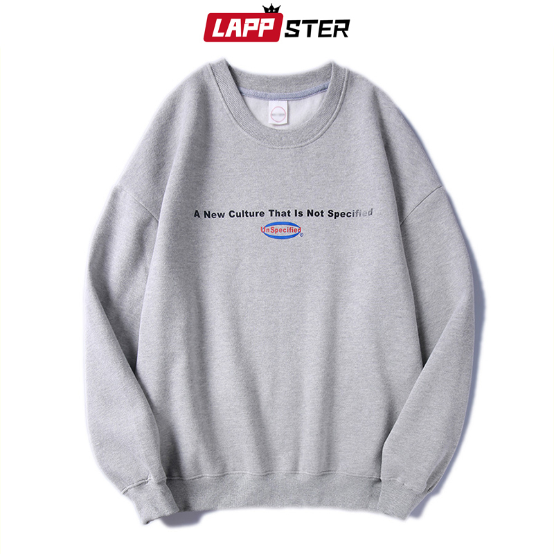 LAPPSTER Drop Shoulder Hoodies Korean Style Sweatshirts Men Japanese Streetwear Grey Sweatshirts Fleece Autumn Clothes 5XL 201020