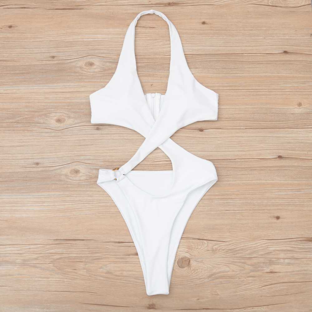 Sexy Hollow Out Swimwear Women Swimsuit Female Halter Push Up Monokini Brazilian Bathing Suits Summer Beach Wear 210611