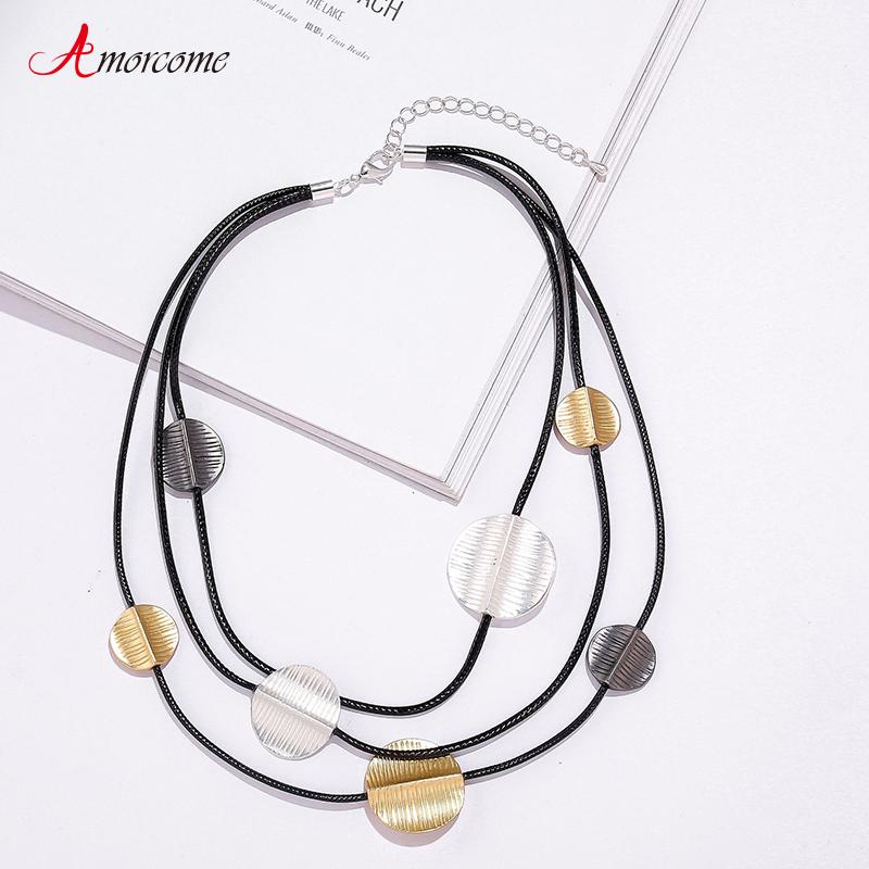 Chokers Amorcome Europe Design Round Alloy Beads Pendants Necklace Boho Statement Jewelry Women's Leather Collares Mujer Gift
Chokers Amorcome Europe Design Round Alloy Beads Pendants Necklace Boho Statement Jewelry Women's Leather Collares Mujer Gift