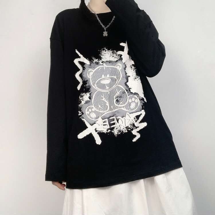 Korean Style Bear Tshirt Women Spring 2021 Kawaii Women T Shirt Long Sleeve Mall Goth Top Black Casual Graphic T Shirts, White
Korean Style Bear Tshirt Women Spring 2021 Kawaii Women T Shirt Long Sleeve Mall Goth Top Black Casual Graphic T Shirts, White