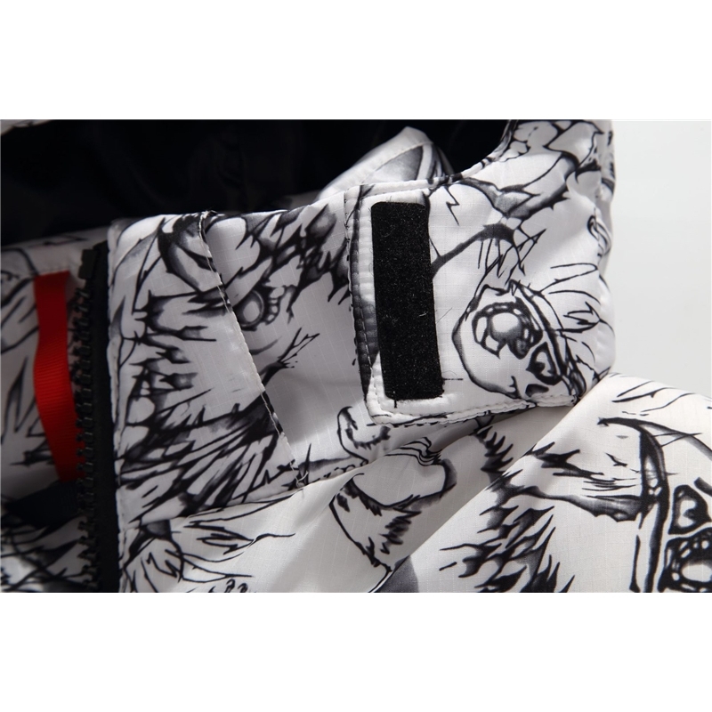 Mens Casual Down Jacket Winter New Boutique White Duck Down Thick Warm Fashion Print Mens Slim Hooded White Black Down Coat 201225