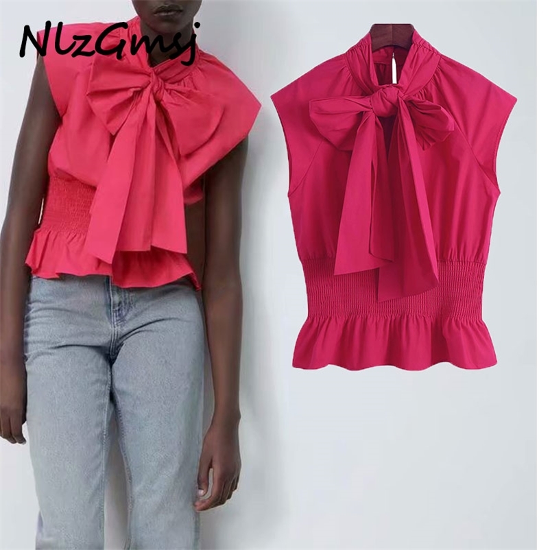 Blouse Women Summer Fashion Sleeveless Shirt Woman Elegant Bow Ruffle Elastic Waist Chic Women's Clothing 03 210628, As picture
Blouse Women Summer Fashion Sleeveless Shirt Woman Elegant Bow Ruffle Elastic Waist Chic Women's Clothing 03 210628, As picture