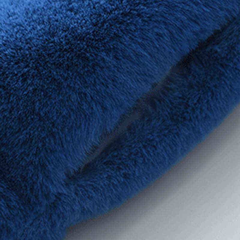 Lautaro Winter Oversized Warm Blue Soft Faux Fur Coat Women with Hood Long Sleeve Zipper Fluffy Jacket Loose Korean Fashion 211123