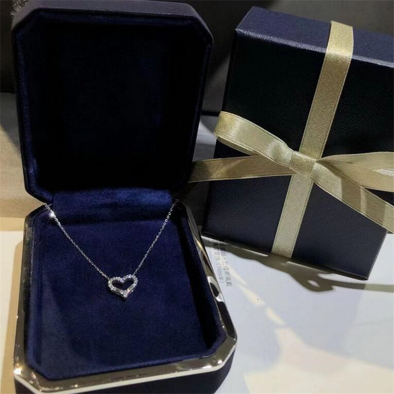 Sterg Sier Heart Pendant Necklace with White Topaz CZ for Women - Simple & Elegant 082b