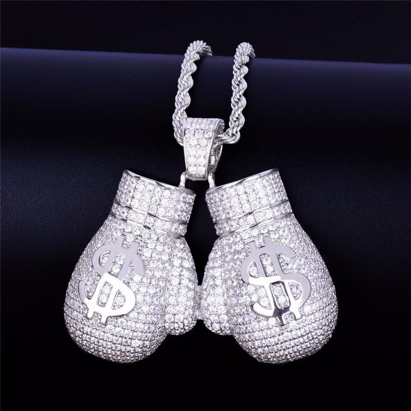 Pendant Necklaces Bling Cubic Zircon Boxing Glove With Dollar Sign Necklace Fashion Copper Hip Hop Designer Jewelry For Men Gift
Pendant Necklaces Bling Cubic Zircon Boxing Glove With Dollar Sign Necklace Fashion Copper Hip Hop Designer Jewelry For Men Gift