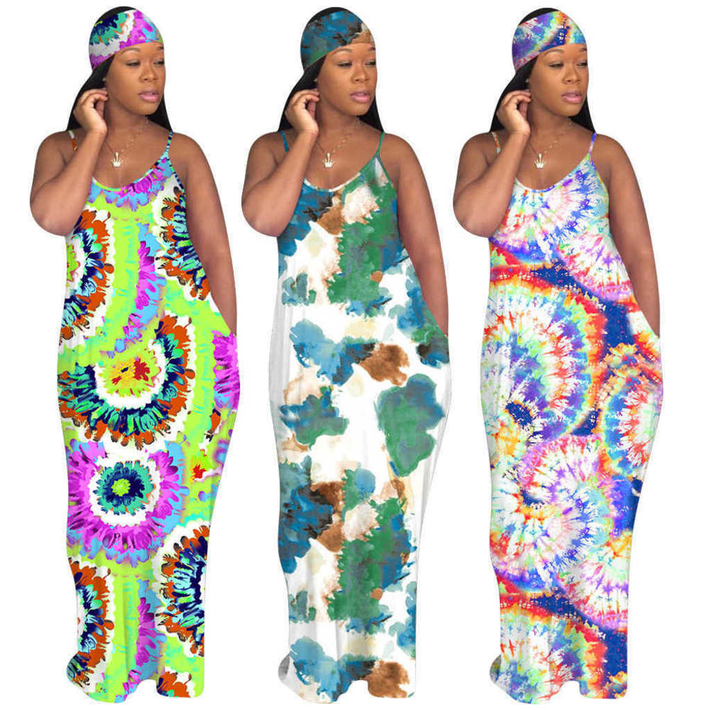 SUmmer Tie-dye Printed Women's Maxi Dress With Headscarf Suit Fashion One-Shoulder Sleeveless Girl's Flora Dresses + Headwear Two-piece Brief Sets G64VW59, Multicolor-3
SUmmer Tie-dye Printed Women's Maxi Dress With Headscarf Suit Fashion One-Shoulder Sleeveless Girl's Flora Dresses + Headwear Two-piece Brief Sets G64VW59, Multicolor-3