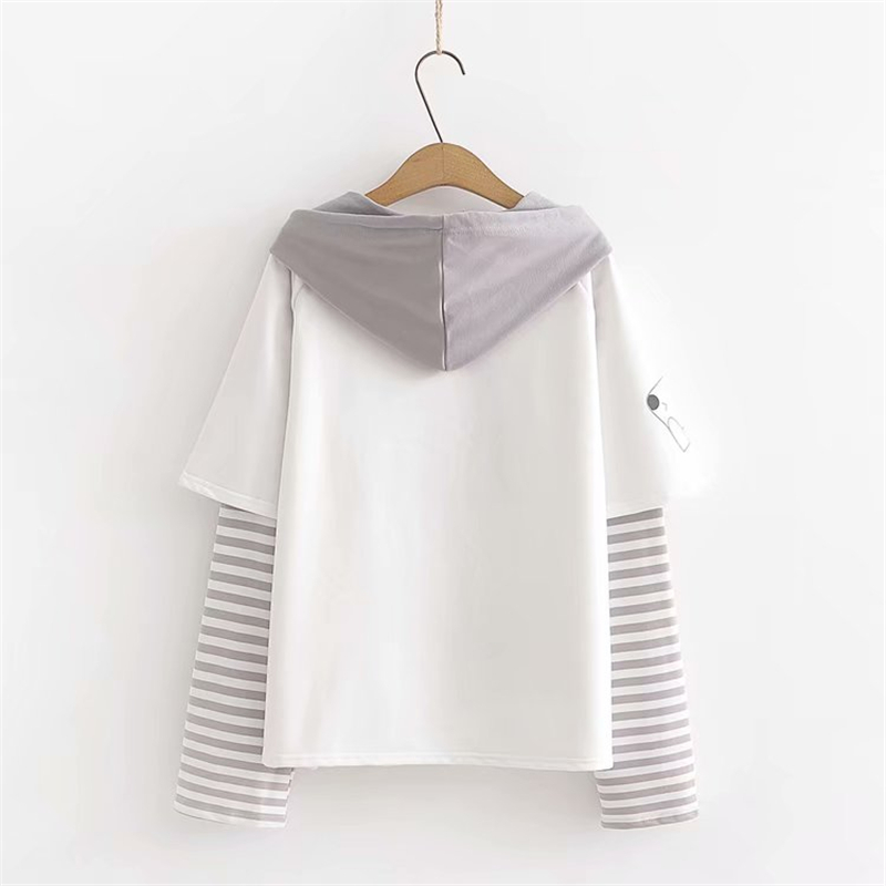 Merry Pretty Cotton Women's Letter Print Striped Patchwork Hoodies Sweatshirts Spring Long Sleeve Hooded Tracksuit Pullover T200730
