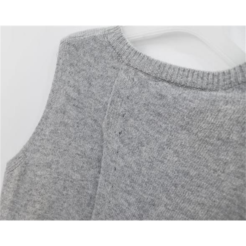 Autumn Cashmere Sweater Vest Women Sleeveless ONeck Back cross split Knitted Pullover Vest Female Jumper pull femme T200319
