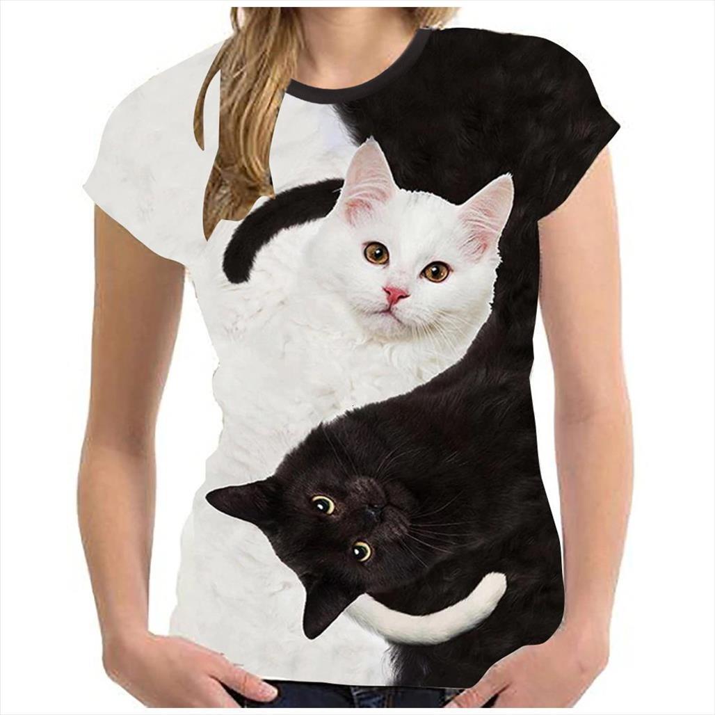 25 kawaii 3d cat print women blouses plus size elegant tee summer short sleeve o neck casual pullover shirt, White
25 kawaii 3d cat print women blouses plus size elegant tee summer short sleeve o neck casual pullover shirt, White