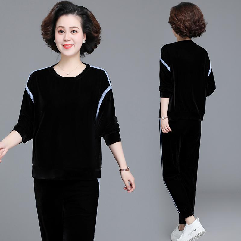 Women's Two Piece Pants Casual Tracksuit Set Women Tops And Outfits Autumn Solid Sweatpants Turndown Collar Pullover