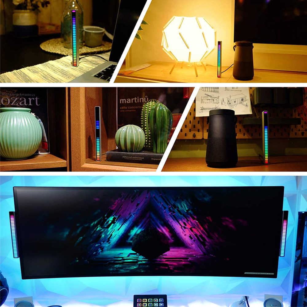 Car Bar Lights Rhythm Multicolor Music Sound Control Atmosphere LED Strip Home RGB Colorful Tube Ambient Light Decor free shipping