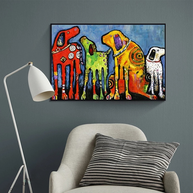 Wall Art Colorful Dog Canvas Print Animal Painting Animal Picture For Living Room Home Decor No Frame