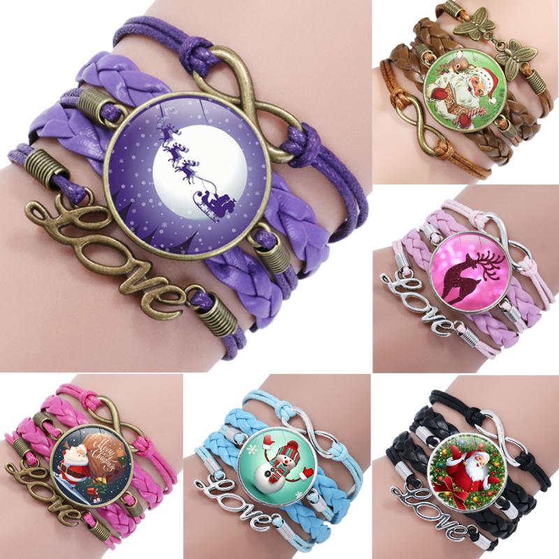 Charm Bracelets Multilayer Christmas Leather Bracelet Women Men Fashion Braided Handmade Santa Elk Snowman Rope Wrap Bangles Jewelry
Charm Bracelets Multilayer Christmas Leather Bracelet Women Men Fashion Braided Handmade Santa Elk Snowman Rope Wrap Bangles Jewelry