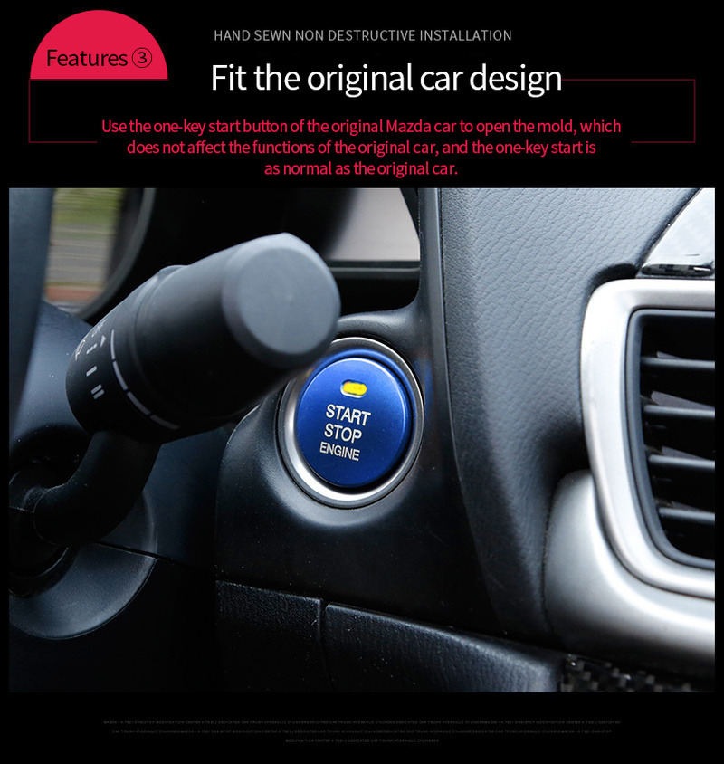 New Car Start Stop Engine Ignition Push Button Ring Aluminum Alloy Styling Accessories Cover for Mazda Enclave Cx345 Atez