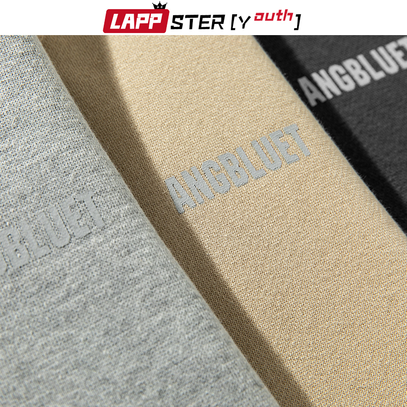 Men's Hoodies Sweatshirts LAPPSTER-Youth Men Solid Korean Harajuku Patchwork Hoodies Autumn Pullover Casual Sweatshirts Turndown Collar Clothing 