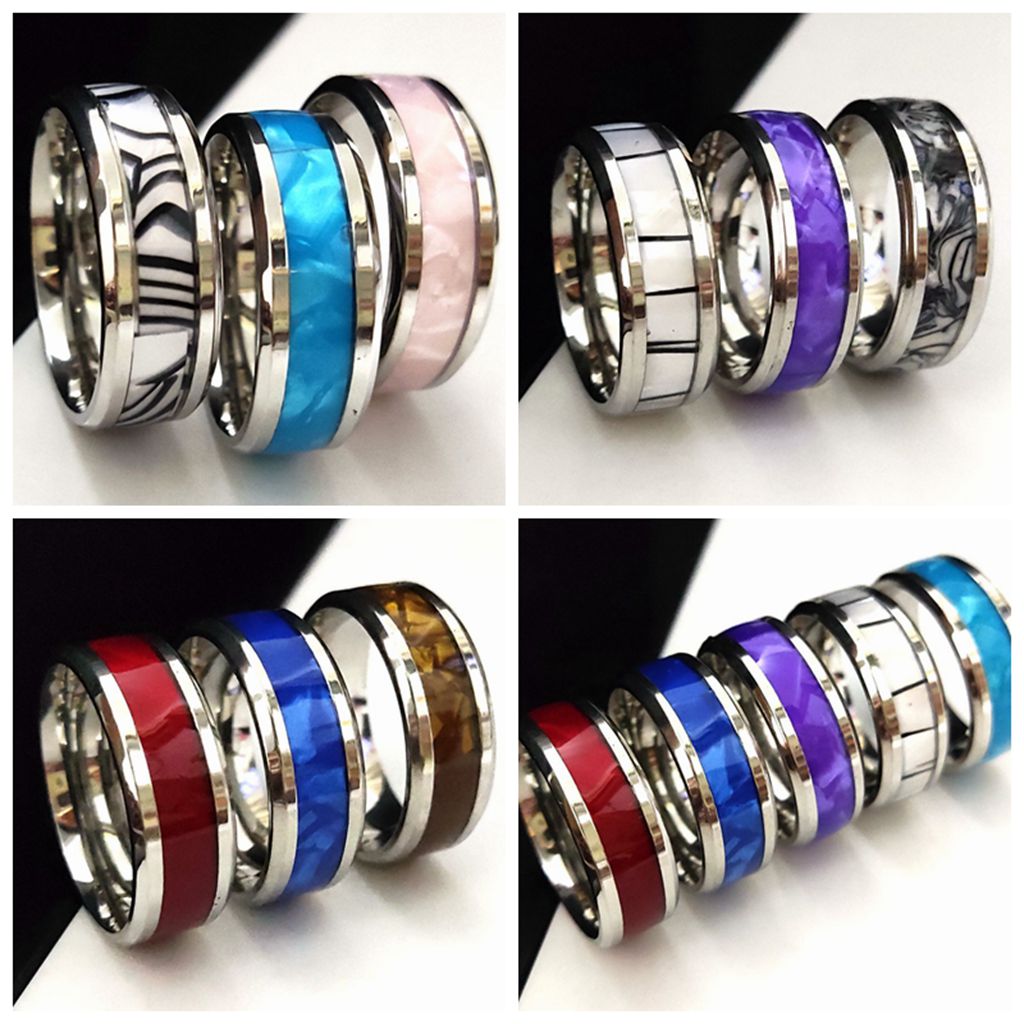30pcs/lot Unique design Top Mixed Stainless Steel Shell Ring High Quality Comfort-fit Men Women Wedding Band Ring Hot Jewelry
