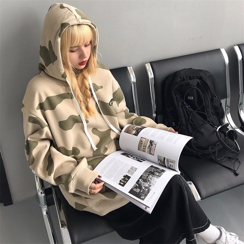 Oversized Hoodies Women Fashion Cow Print Long Sleeve Hoodies Autumn Winter Hooded Sweatshirt Casual Loose Pullovers Female 201209