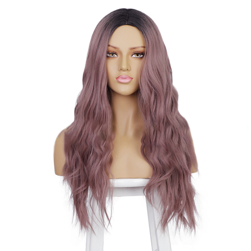 women wigs 24inch long curly gradient deep wave 2 color synthetic wig