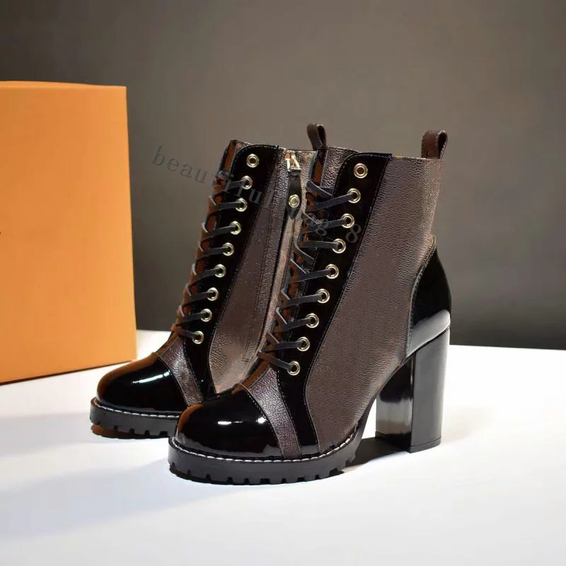 high quality designer Woman's Leather High heels shoes Lace up Ribbon belt buckle ankle boots female rough heel round head with box, Black
high quality designer Woman's Leather High heels shoes Lace up Ribbon belt buckle ankle boots female rough heel round head with box, Black