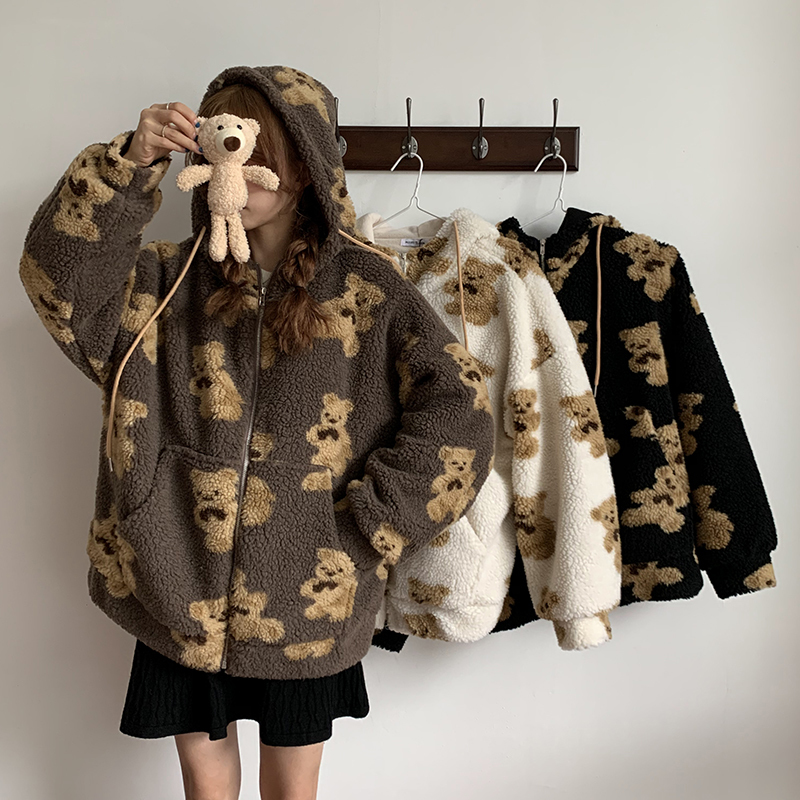 Women Hoodies Zipper Teddy Coat Harajuku Loose Kawaii Clothes Womens Korea Sweatshirt Oversized Hoodie Women 4xl 201212