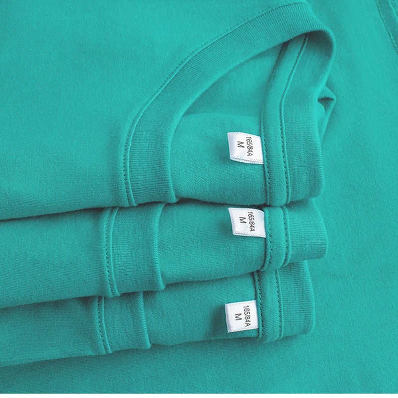 Summer Harajuku 100% Cotton Men's T-Shirt Short-Sleeve Loose O-Neck Lake Green Black White Plain Tops Tees 210528