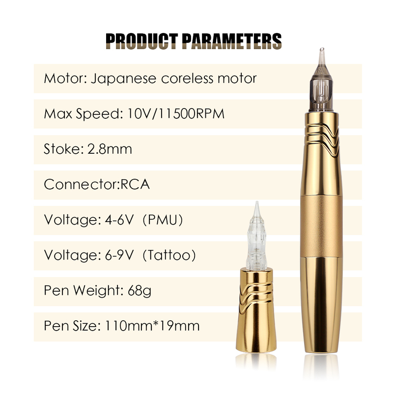 Dual Use PMU Tattoo Machine Permanent Makeup Machine RCA Golden Rotary Tattoo Pen with 2 Head Dual Type Needles Interface 220214