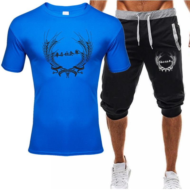 mens tracksuit Summer mens suit Tshirt shorts 2piece casual sportswear Oneck printed sportswear men tracksuits husband T200604