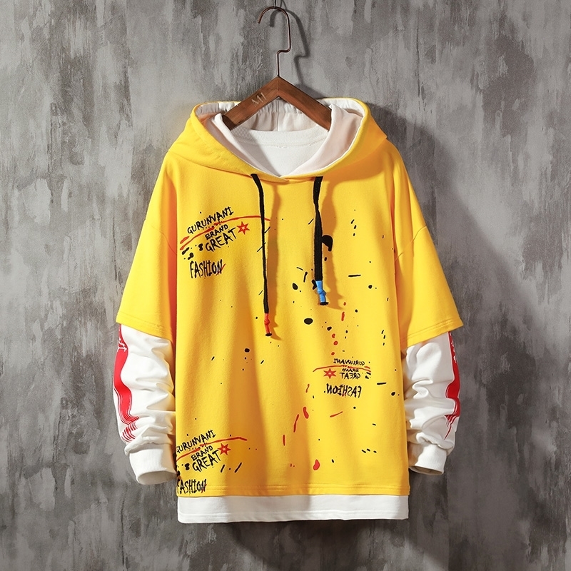 Leaf Letter Printing hoodies Fashion Men's Sweatshirts Hooded Man Hoodies High Quality Men's Sweatshirts 201020