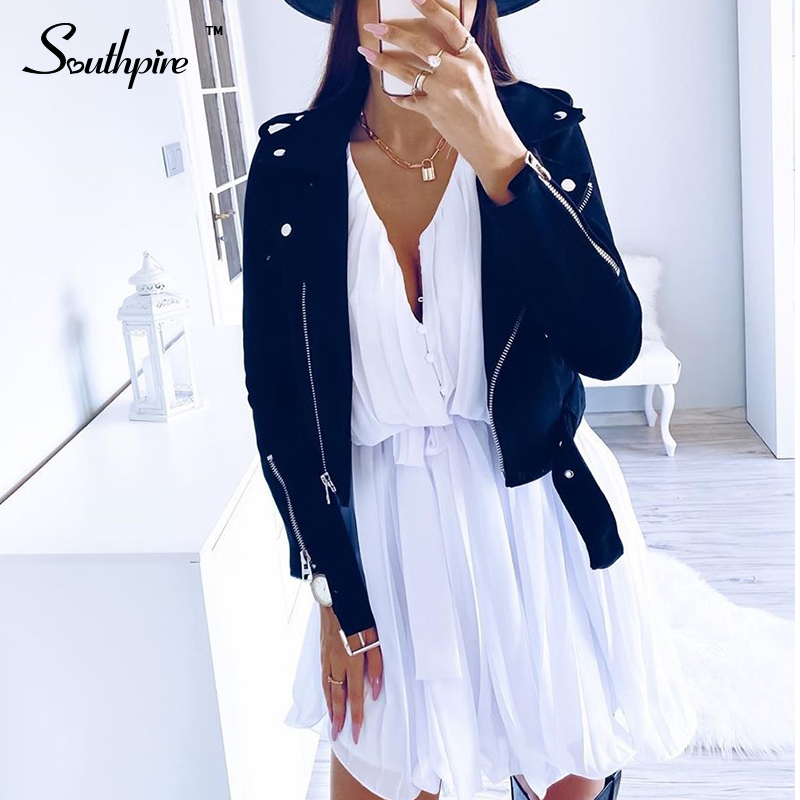 Southpire Women Long Butterfly Sleeve Draped Dress Ladies Daily Spring Summer Vestidos Elegant Ruffle Chiffon VNeck Party Dress 210303