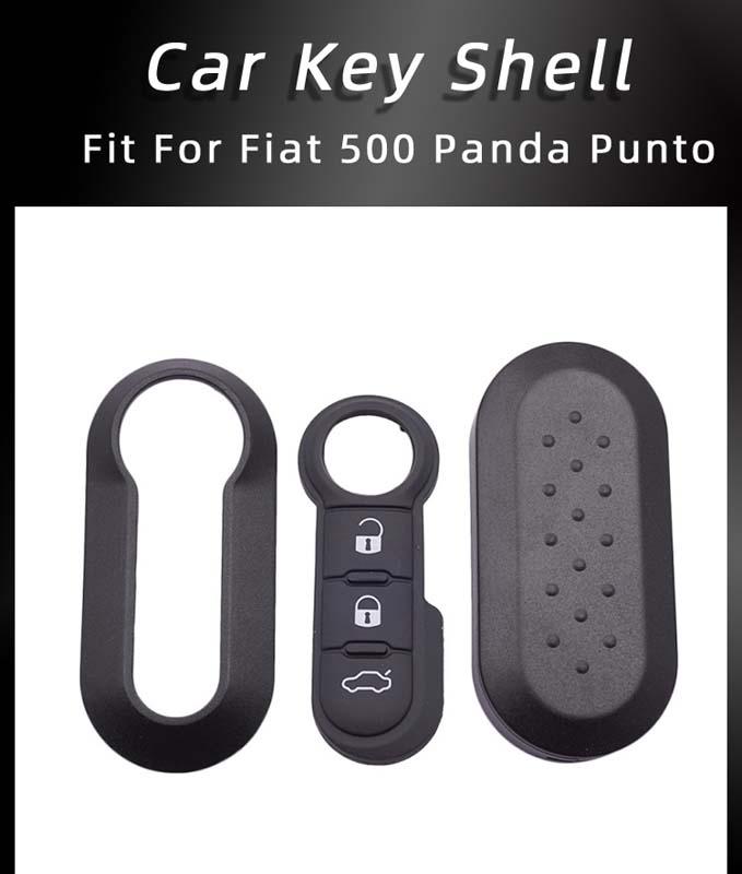 Remote Flip Car Keys Fob Case For Fiat 500 Panda Punto Bravo Replacement Cars Key Cases 3 Buttons Rubber Button Pad