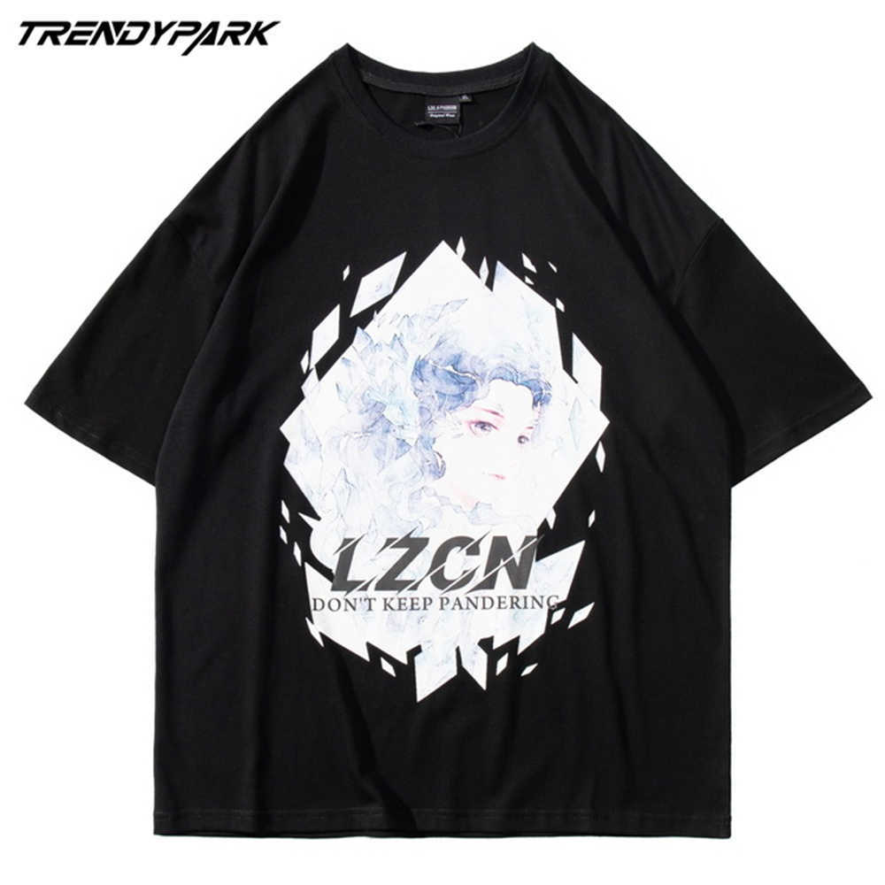 Hip Hop Streetwear T-Shirt Japanses Anime Couple T Shirt Harajuku Cotton Men Summer Short Sleeve Tshirt Oversize Tops Tee 210601