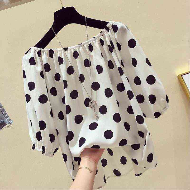 women spring shirts summer style chiffon blouses lady casual slash neck polka dot printed blusas df2848, White
women spring shirts summer style chiffon blouses lady casual slash neck polka dot printed blusas df2848, White