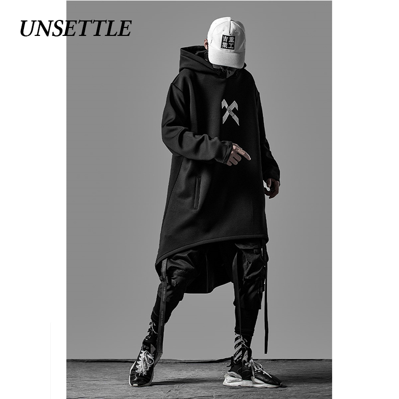 Autumn Japanese Sweatshirt Mens Oversized Hoodies Long Cloak Hip Hop Gothic Outwear Streetwear Coat Harajuku Male Tops 201127