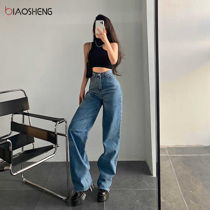 Baggy Jeans Women High Waist Denim Trousers Fashion Pants Straight Mom Streetwear Y2k Vintage Clothes 210922