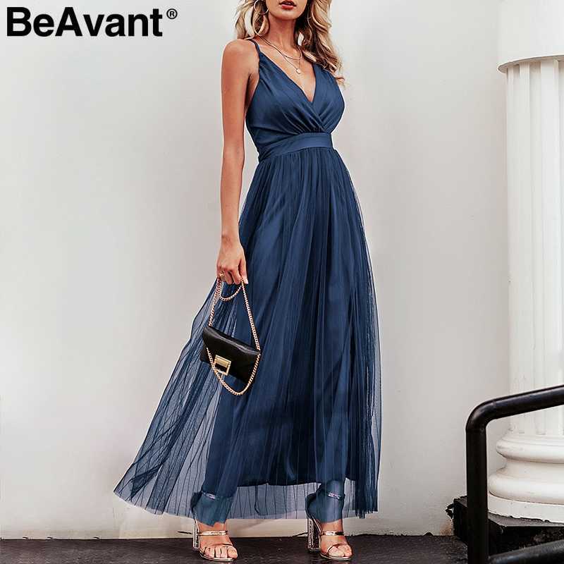 BeAvant Sexy evening party lace dress women Elegant v neck high wiast mesh summer dresses Night club ladies pink long vestidos 210709
