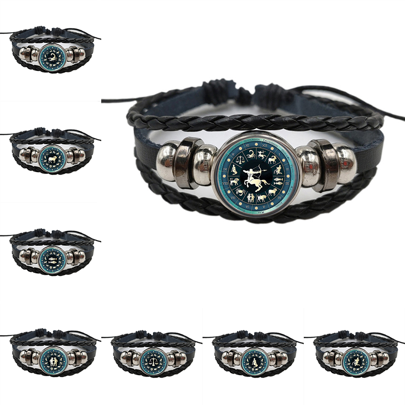 Fashion 12 Zodiac Time Gemstone Beaded Bracelet Black Bead Multilayer Braided Punk Adjustable Round Jewelry Couple Gift
Fashion 12 Zodiac Time Gemstone Beaded Bracelet Black Bead Multilayer Braided Punk Adjustable Round Jewelry Couple Gift