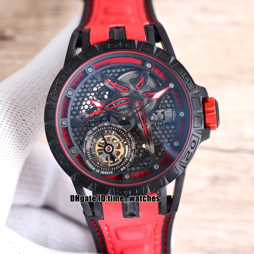 New 46mm Watch Excalibur Spider RDDBEX0817 Hollow Tourbillon Automatic Mens Watch Black Steel Case High Quality Gents Sport Watches Red Leather Strap, R8
New 46mm Watch Excalibur Spider RDDBEX0817 Hollow Tourbillon Automatic Mens Watch Black Steel Case High Quality Gents Sport Watches Red Leather Strap, R8