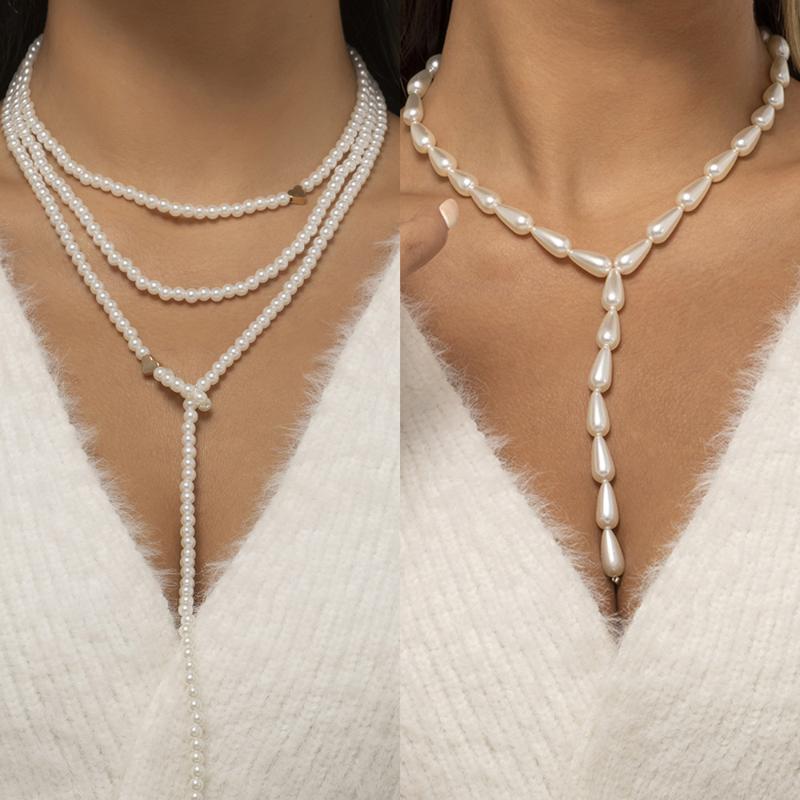 Chokers Vintage Imitation Pearl Multi-layer Tassel Choker Necklace Jewelry For Women Elegant Pearls Stack Long Collar
Chokers Vintage Imitation Pearl Multi-layer Tassel Choker Necklace Jewelry For Women Elegant Pearls Stack Long Collar