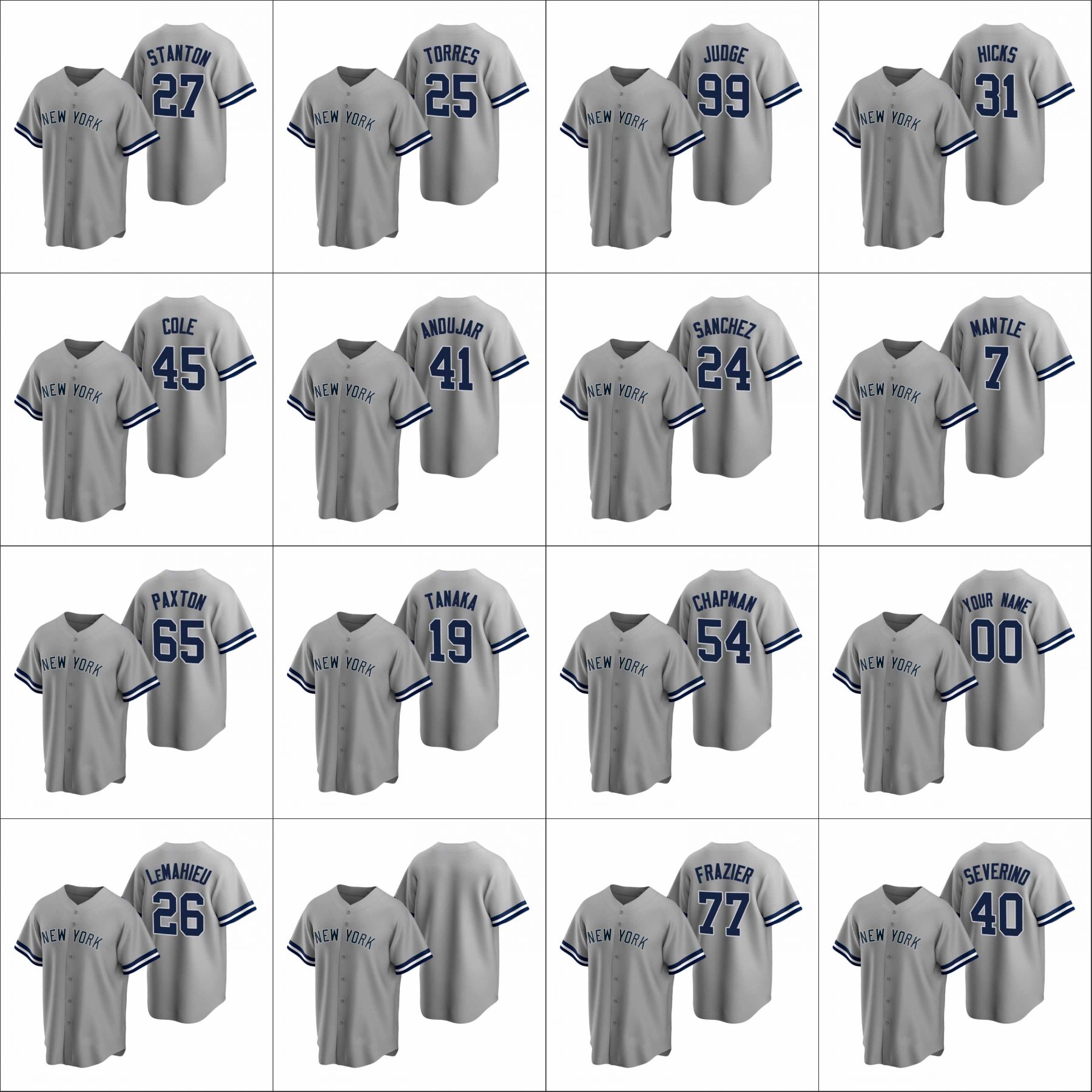 New YorkYankees #24 Gary Sanchez 25 Torres 26 DJ LeMahieu 45 Gerrit Cole Men Women Youth Custom GrayReplicaRoad Jersey
New YorkYankees #24 Gary Sanchez 25 Torres 26 DJ LeMahieu 45 Gerrit Cole Men Women Youth Custom GrayReplicaRoad Jersey