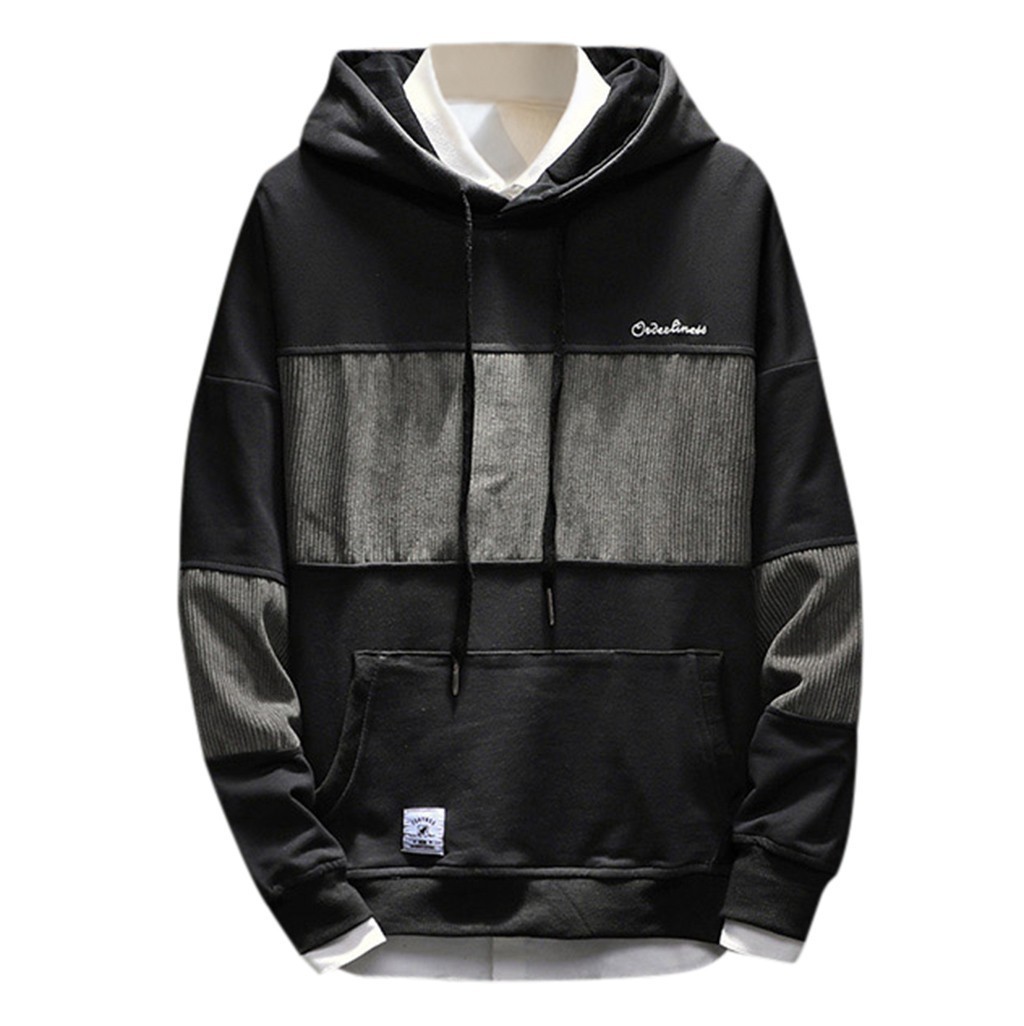 Men's Casual Fashion Streetwear Tops Autumn harajuku Patchwork Pullover Sport Style Hoodie Loose Outwear Tops Blouse 1535 201020