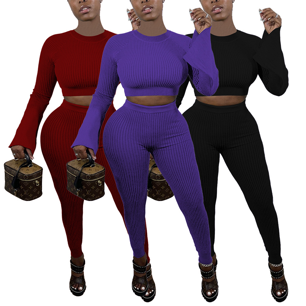 Ribbed Knitted Women Two Piece Pants Suit O-neck Long Flare Sleeve Crop Top and Elastic Skinny Legging Autumn Fitness Tracksuit, White
Ribbed Knitted Women Two Piece Pants Suit O-neck Long Flare Sleeve Crop Top and Elastic Skinny Legging Autumn Fitness Tracksuit, White