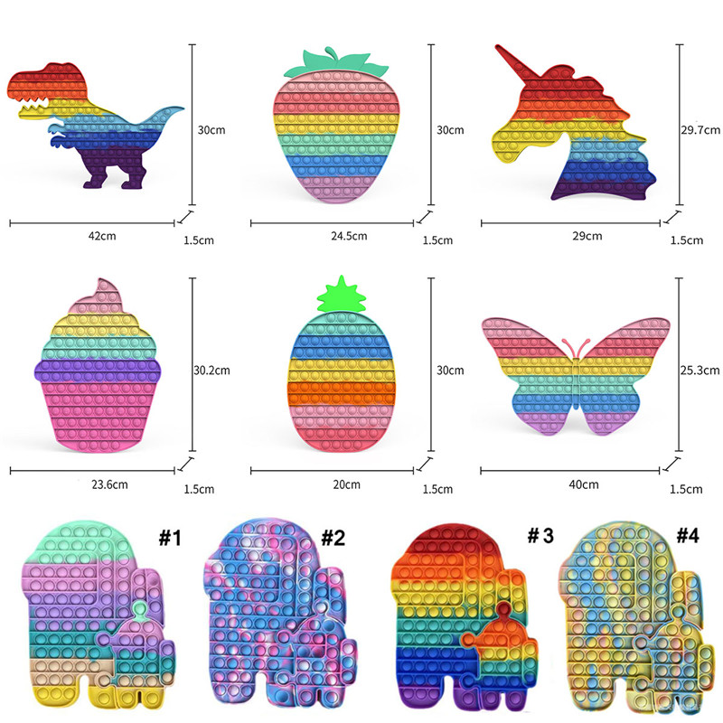 Huge Funny Rainbow unicorn strawberry Among us Push Bubble Fidget Toy Antistress Sensory Stress Relief Squishy Toys For Adults Children Gifts
Huge Funny Rainbow unicorn strawberry Among us Push Bubble Fidget Toy Antistress Sensory Stress Relief Squishy Toys For Adults Children Gifts