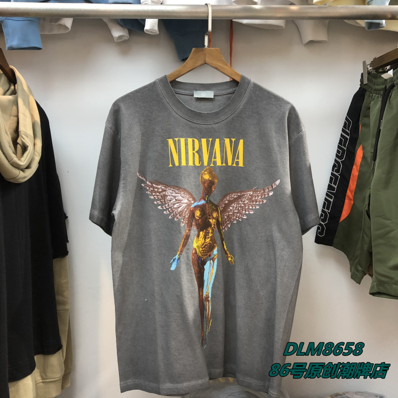 Ins super fire net red same rock band Nirvana Angel wash old high street men's and women's T-shirt short sleeve, White;black
Ins super fire net red same rock band Nirvana Angel wash old high street men's and women's T-shirt short sleeve, White;black