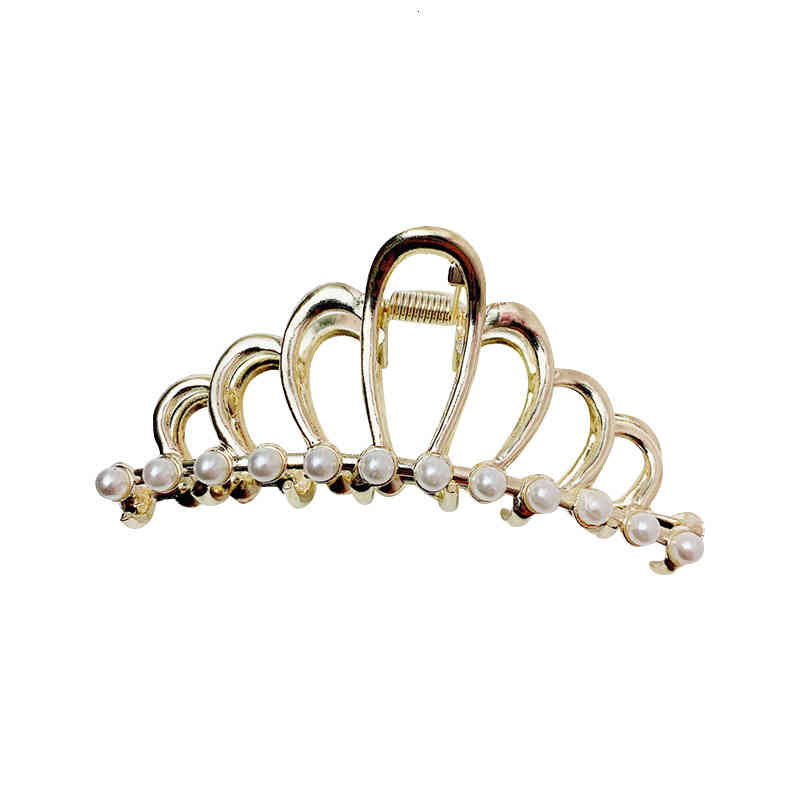 Hair Jewelry Accessories Pearl Alloy Shark Clip 2021 Large Grab Korea Dongdamen Rhinestone Pin Lovely Girl