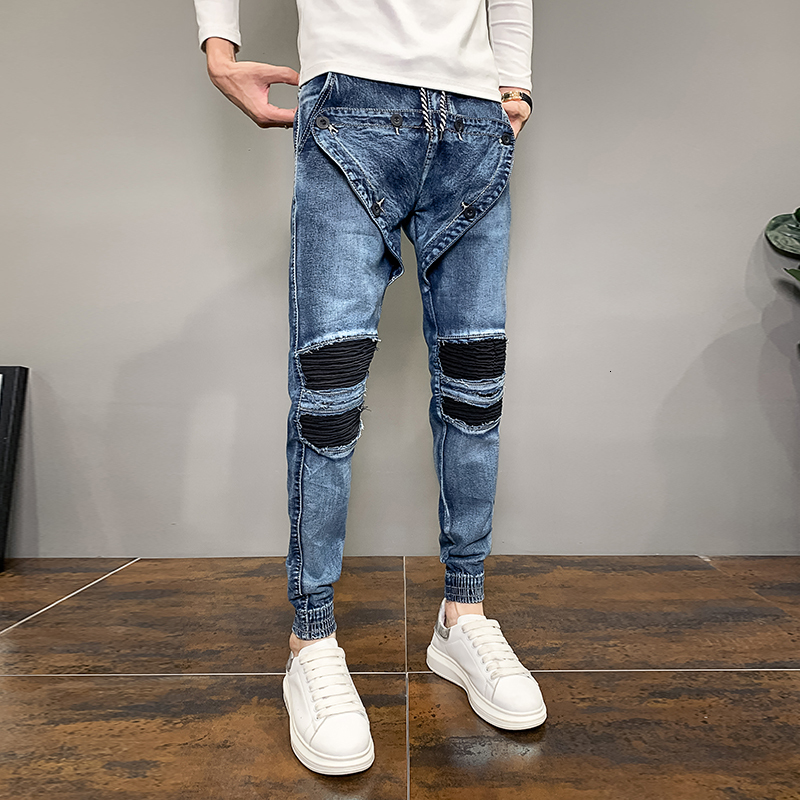 2021 New Moda Nova Coreano Magro Ajuste Calas De Brim Dos Homens Casuais Simples Todos Os Jogo Boto Decorao Na Altura Do Joelho Buracos Anbt, Blue
2021 New Moda Nova Coreano Magro Ajuste Calas De Brim Dos Homens Casuais Simples Todos Os Jogo Boto Decorao Na Altura Do Joelho Buracos Anbt, Blue