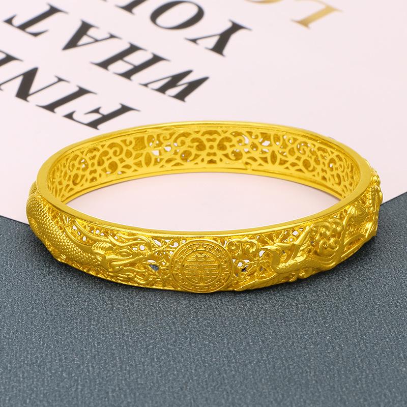 Other Bracelets Luxury Hollow 24K Gold-plated Ladies Bracelet Dragon And Phoenix Double Happiness Gold Bride Birthday Wedding Jewelry
Other Bracelets Luxury Hollow 24K Gold-plated Ladies Bracelet Dragon And Phoenix Double Happiness Gold Bride Birthday Wedding Jewelry