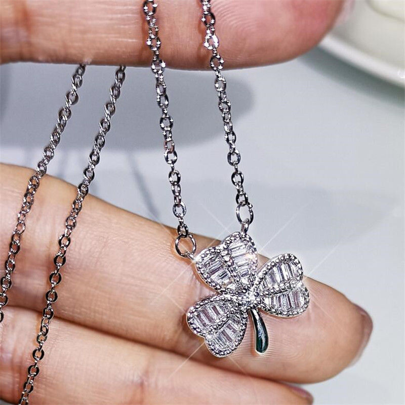 Choucong Brand New Classical Luxury Jewelry 925 Sterling Silver &Gold Fill Leaf Pendant Pave White 5A CZ Diamond Clavicle Women Necklace