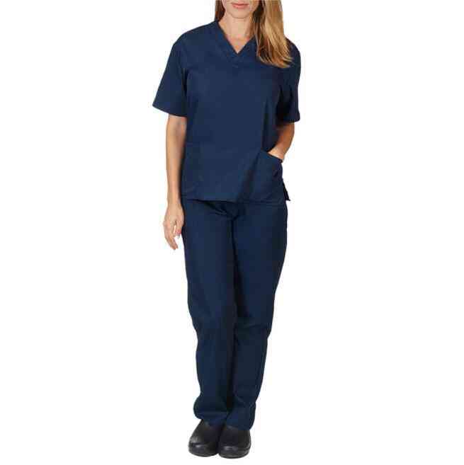 Wholesale Customized Womens Sets Top Nurse Uniform New Solid Color Pocket V-neck Nursing Work Y1028