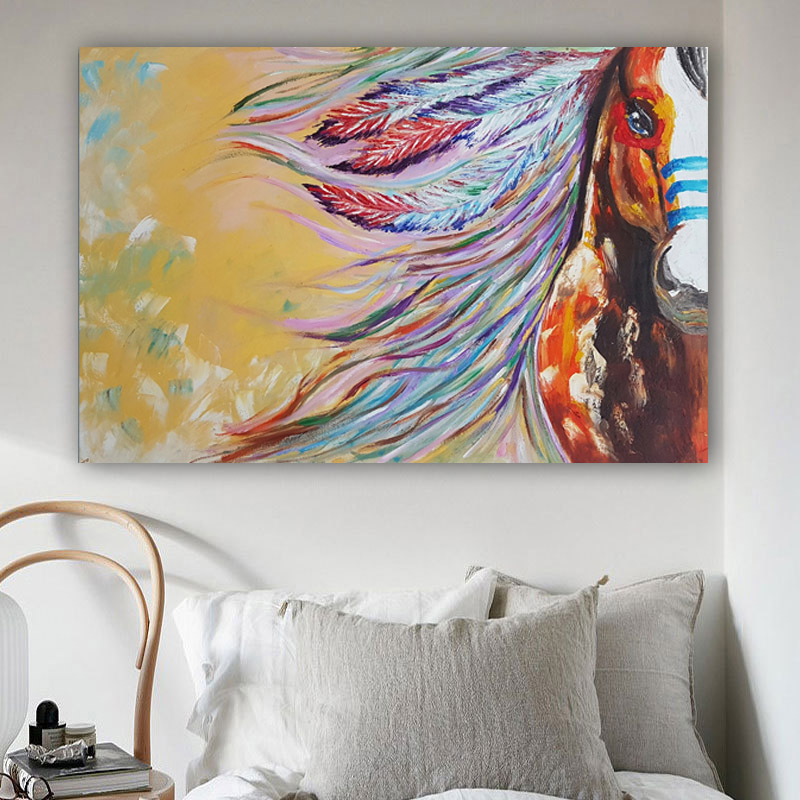 Modern Colorful Canvas Painting Sexy Horse Hair Half Face Wall Poster For Living Room Wall Art Printing Home Decor Unframed